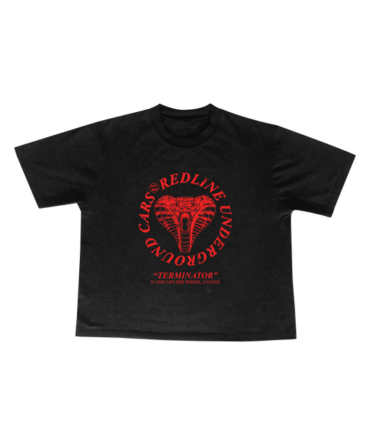 Cobra "Steering Wheel" Red on Black Tee Shirt - Underground Raffles